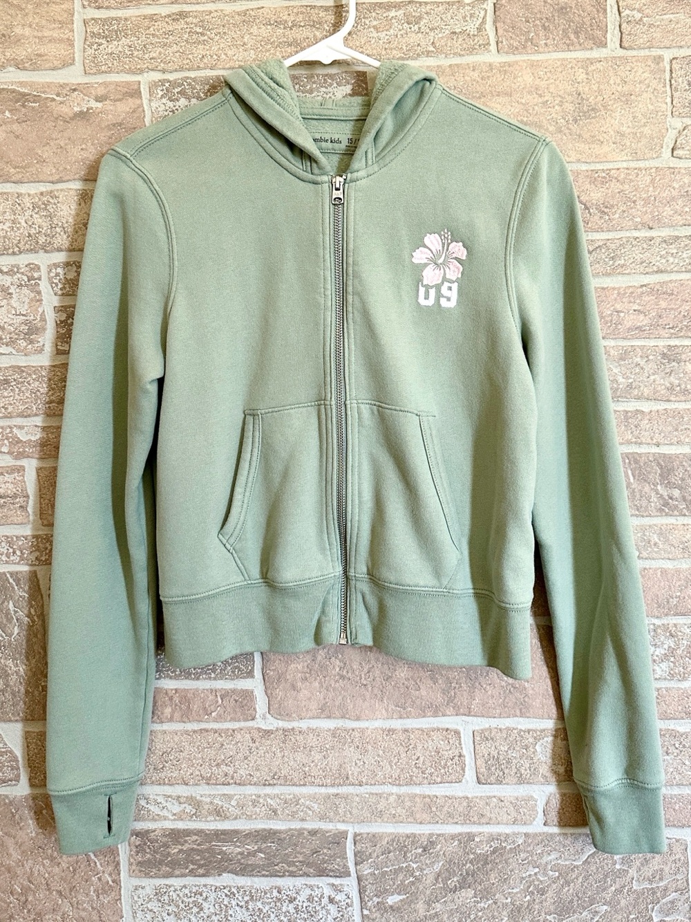 Abercrombie Kids Sage Green Zip Up Hoodie